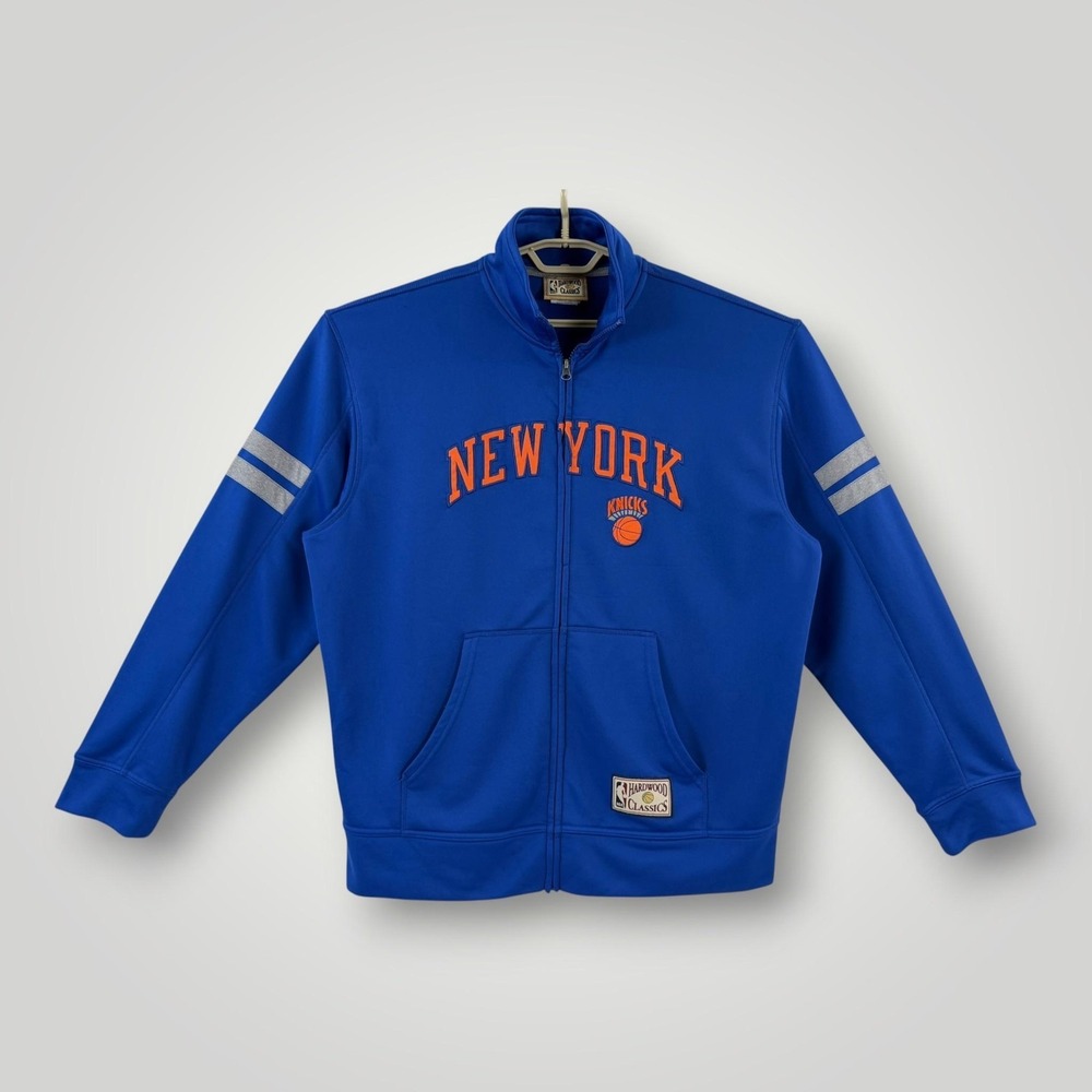 New York Knicks Jacket Mens L NBA Hardwood Classics Full Zip Blue